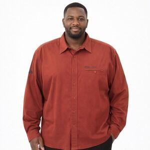 Pelle Pelle Marc Buchanan‎ Mens XXL Burnt Orange Long Sleeve Button Down Shirt